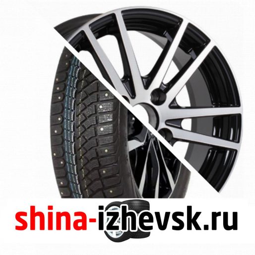Колесо в сборе Viatti Brina Nordico (V-522) 185/65 R14 T 86 + Tech Line 435 5.5xR14 4×98 ET35 DIA58.6 Глянцевый черный с полированной лицевой частью в Ижевске